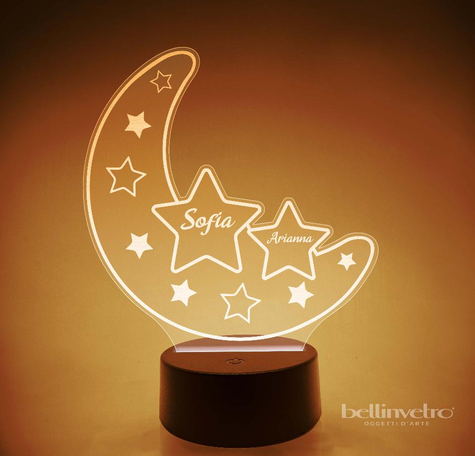 Lampada LED in plexiglass | NIGHT LIGHT | luna con stelle BELLINVETRO VR 396