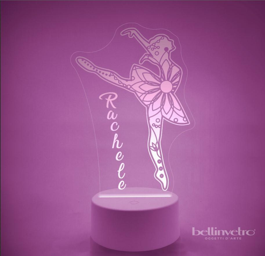 Lampada LED in plexiglass | NIGHT LIGHT | ballerina e fiori BELLINVETRO VR 375