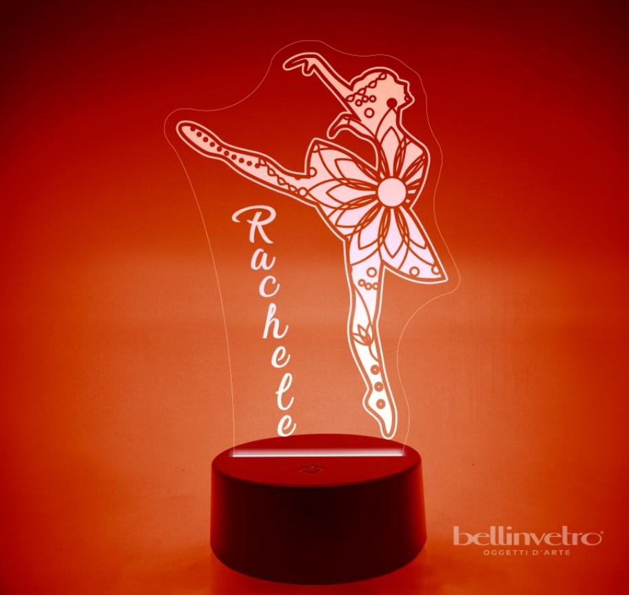 Lampada LED in plexiglass | NIGHT LIGHT | ballerina e fiori BELLINVETRO VR 375