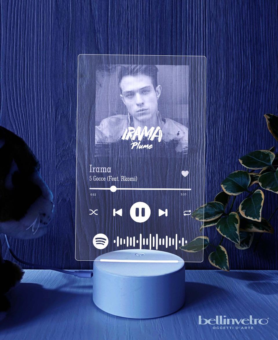 Lampada LED in plexiglass | NIGHT LIGHT | spotify music Irama BELLINVETRO VR 397