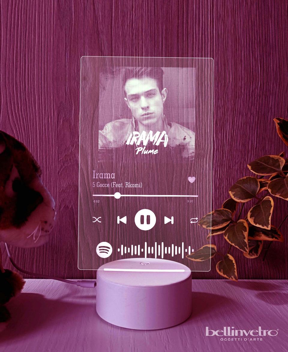 Lampada LED in plexiglass | NIGHT LIGHT | spotify music Irama BELLINVETRO VR 397
