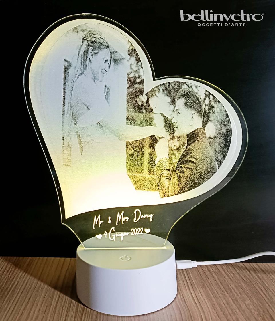 Lampada LED in plexiglass | NIGHT LIGHT | foto con ritratto BELLINVETRO VR 353