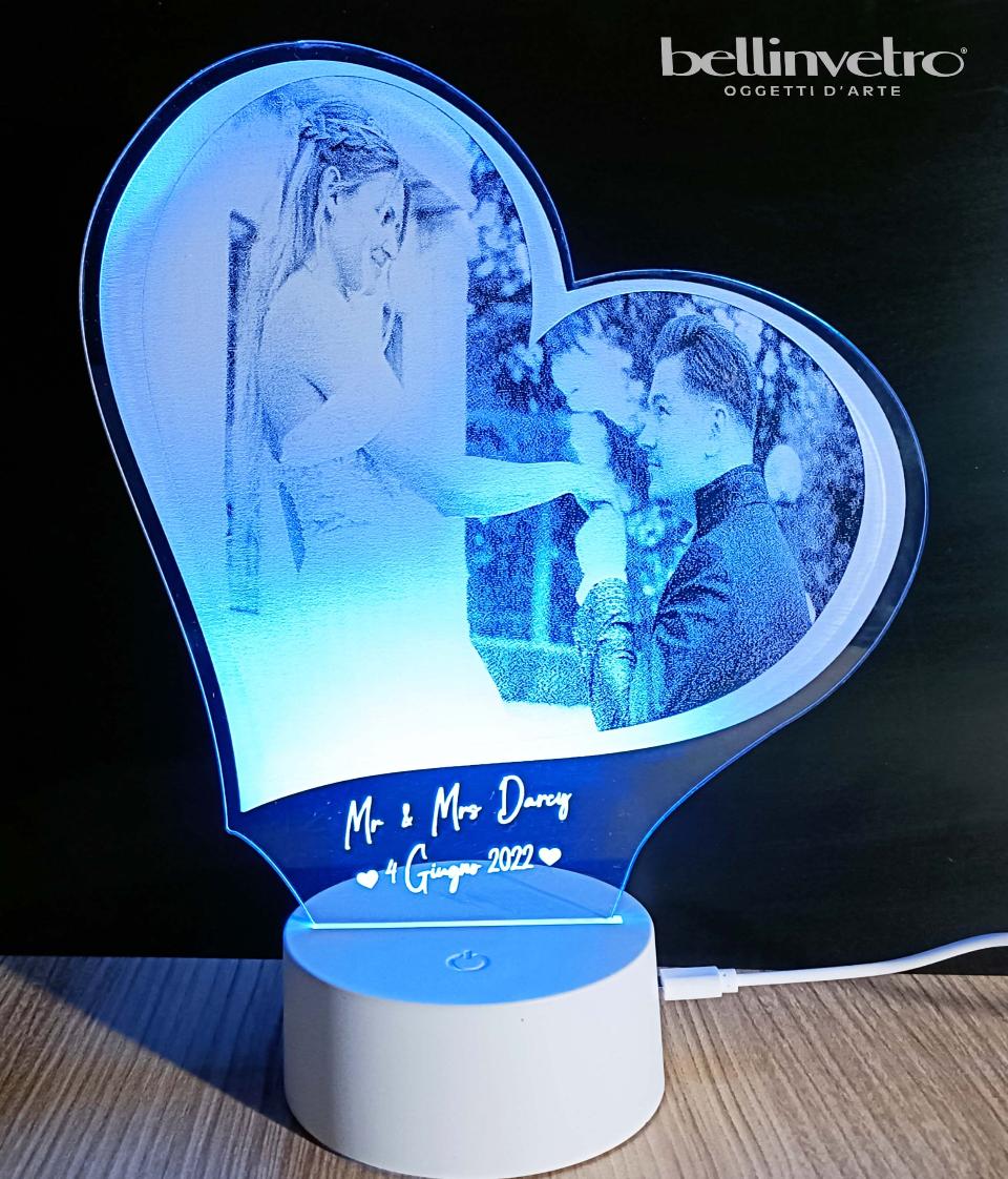 Lampada LED in plexiglass | NIGHT LIGHT | foto con ritratto BELLINVETRO VR 353