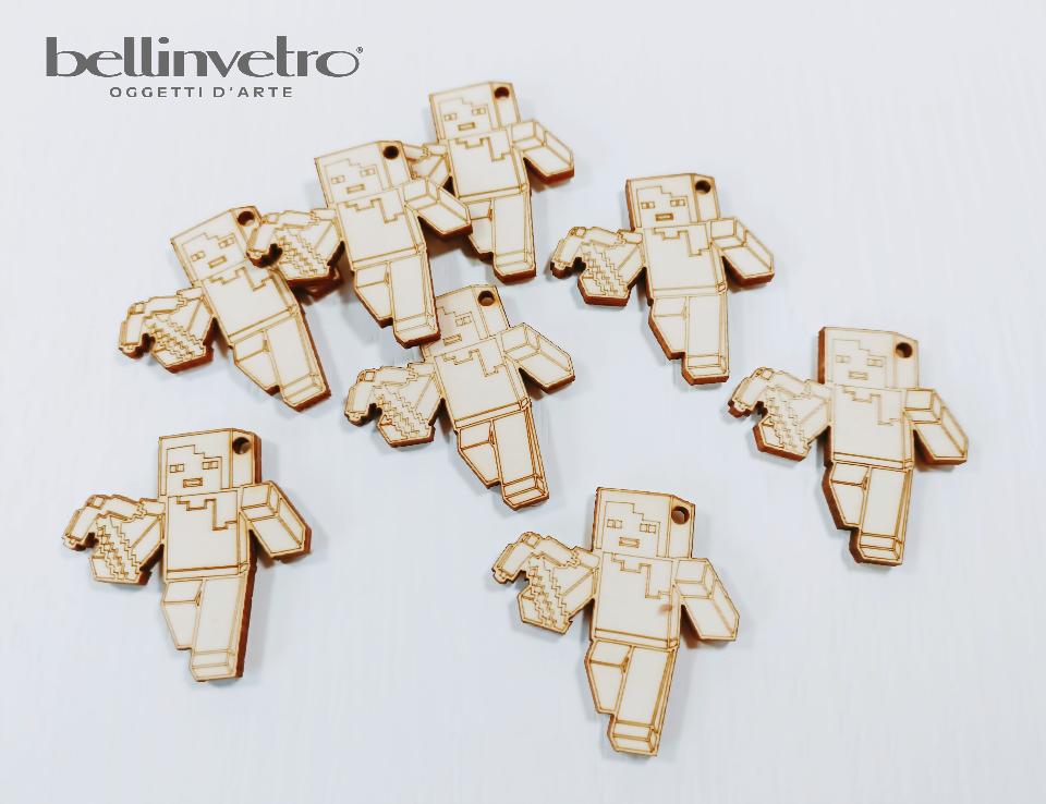 Portachiavi minecraft personalizzabili in legno BELLINVETRO VR 207