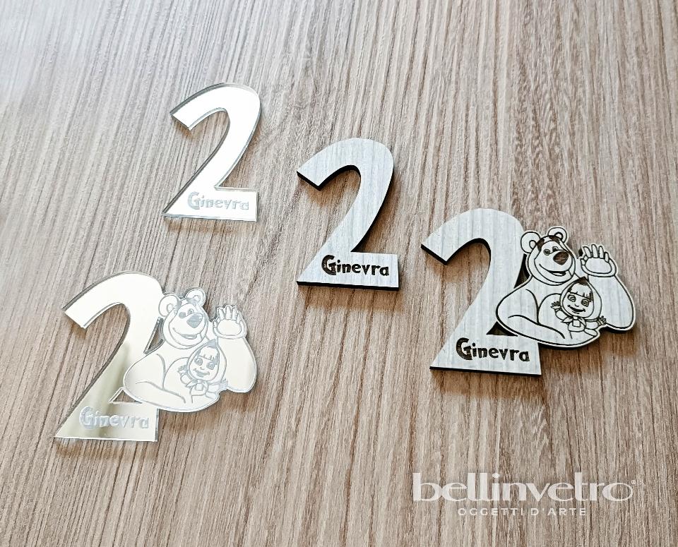 Bomboniera/segnaposto per compleanno con numero masha e orso - eventi - feste BELLINVETRO VR 273