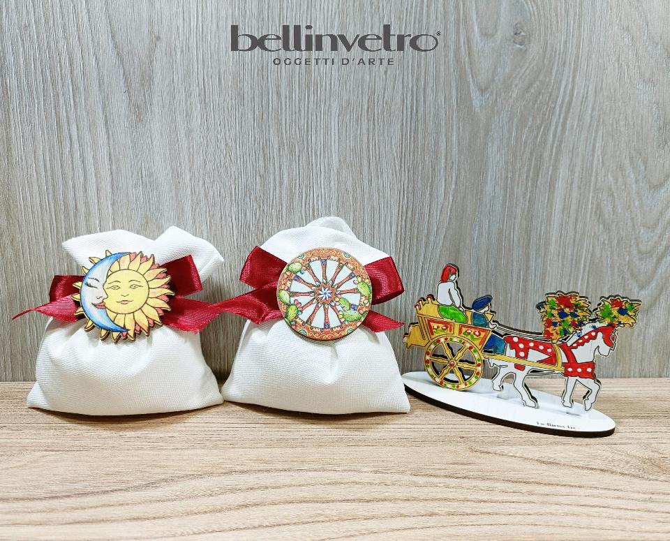 Bomboniera sole luna e ruota di carretto decorata eventi - feste - matrimonio BELLINVETRO VR-UV 408