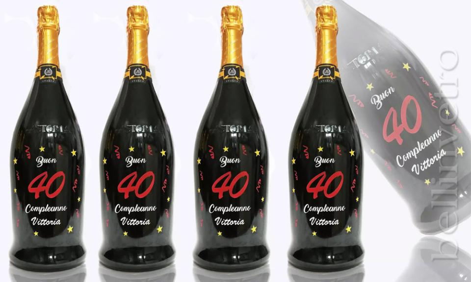 Bottiglia incisa e dipinta a mano compleanno ASTORIA IT'S LOUNGE TIME BOT 191