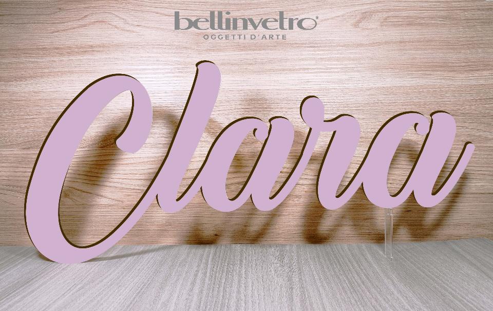 Scritte e nomi personalizzati in legno laccato o laminato su una riga BELLINVETRO VR 158