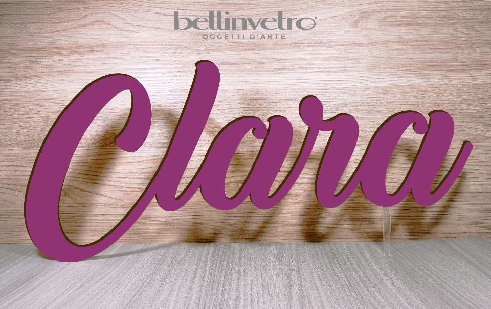 Scritte e nomi personalizzati in legno laccato o laminato su una riga BELLINVETRO VR 158