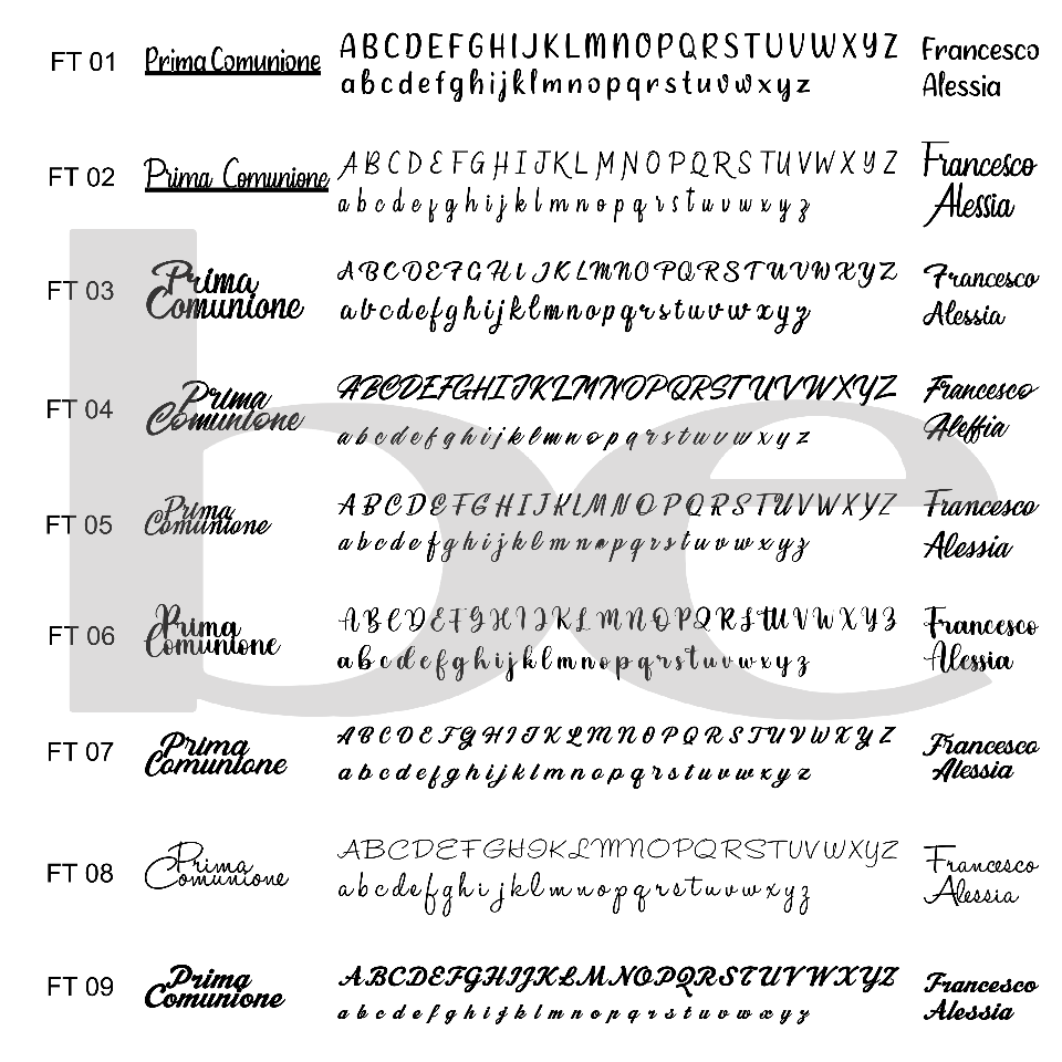 Scritte e nomi personalizzati in legno laccato o laminato su una riga BELLINVETRO VR 158