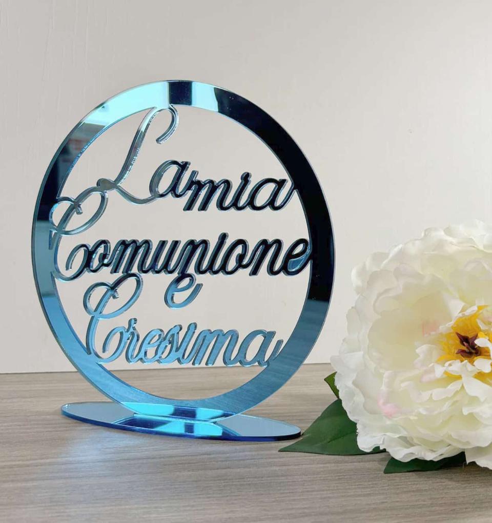 Cerchio in plexiglass specchiato "La Mia Prima Comunione e Cresima" BELLINVETRO VR 1211
