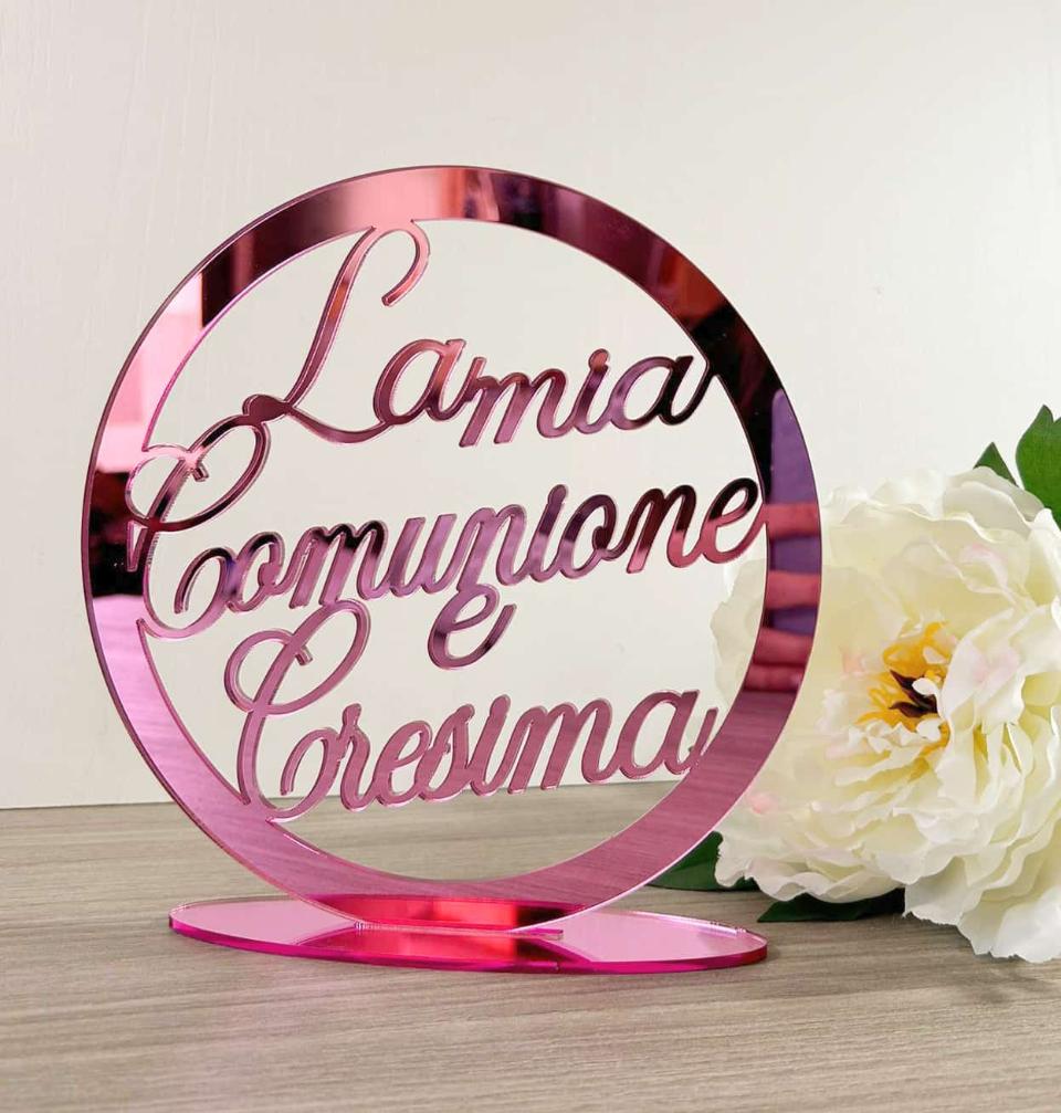 Cerchio in plexiglass specchiato "La Mia Prima Comunione e Cresima" BELLINVETRO VR 1211