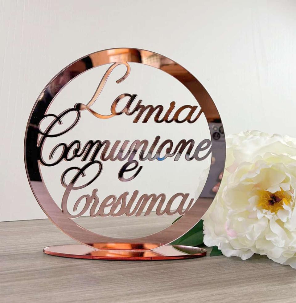 Cerchio in plexiglass specchiato "La Mia Prima Comunione e Cresima" BELLINVETRO VR 1211