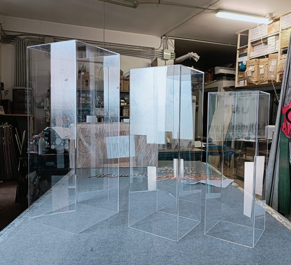 Teche | alzatine | cubi in plexiglass trasparente - MISURE ASSORTITE - BELLINVETRO TERMOPIEGATE