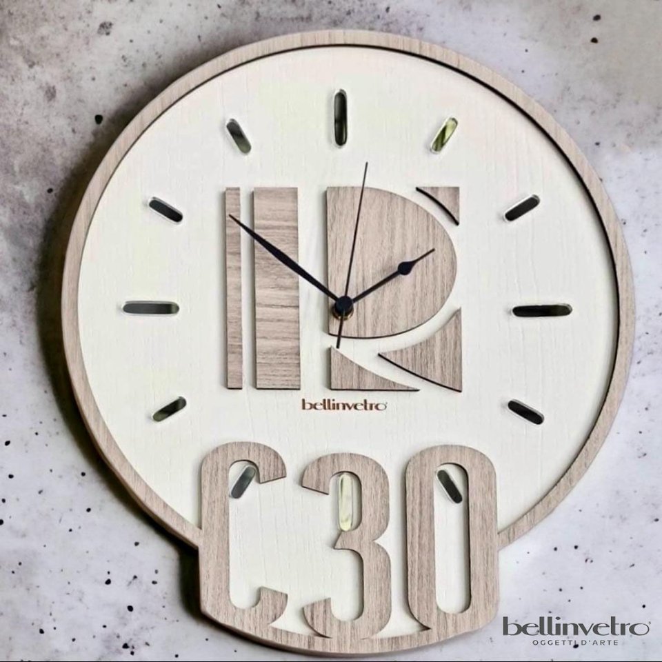 Orologio da parete in legno e in plexiglass BELLINVETRO VR 220