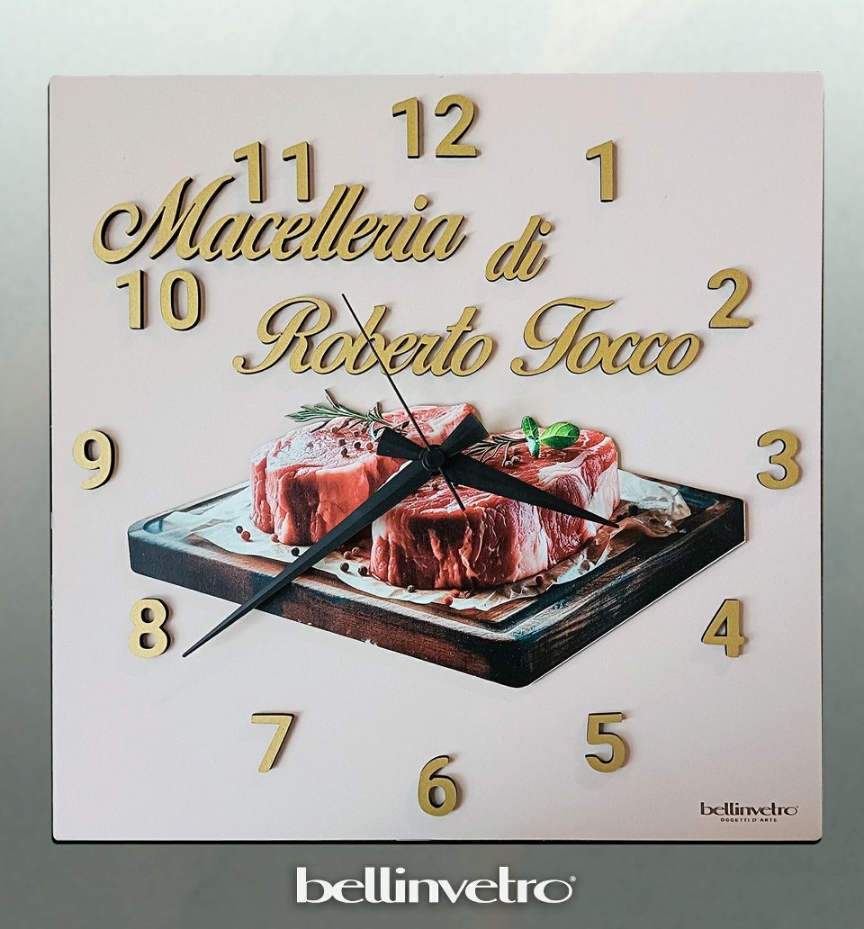 Orologio da parete in legno personalizzabile BELLINVETRO VR 331