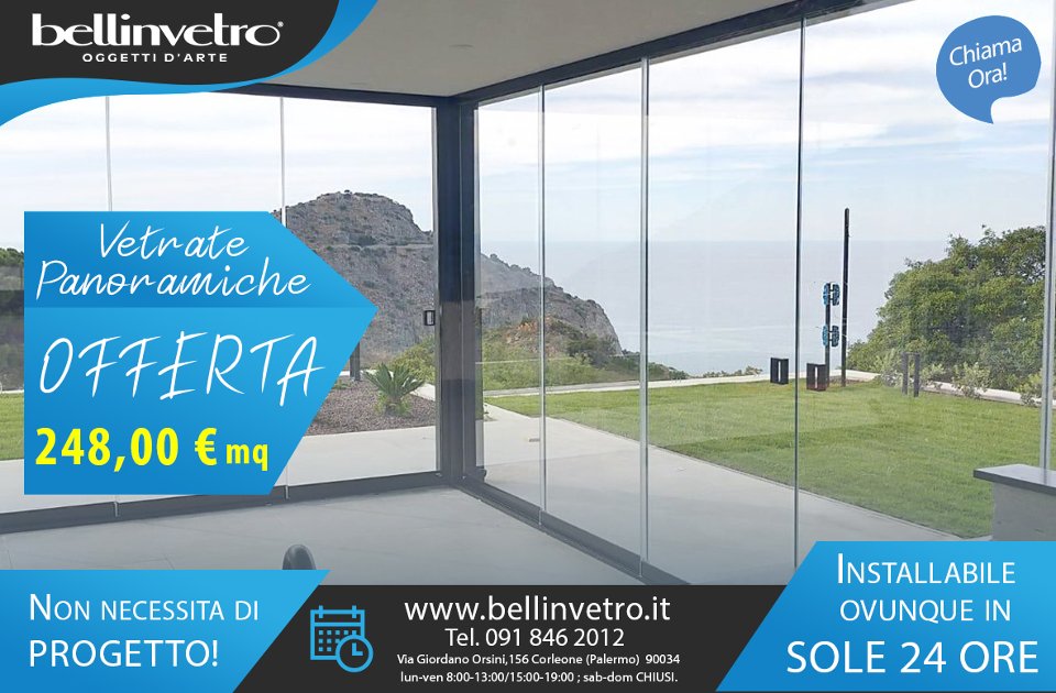 Produzione e Installazione Vetrate panoramiche scorrevoli in 24 ore in tutte le province in Sicilia bellinvetro 01