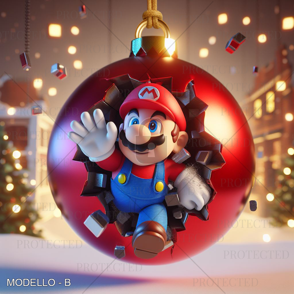 Palline di Natale Super Mario in legno BELLINVETRO VR-UV 942