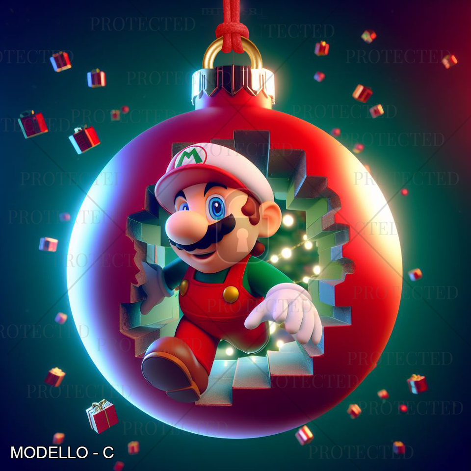 Palline di Natale Super Mario in legno BELLINVETRO VR-UV 942