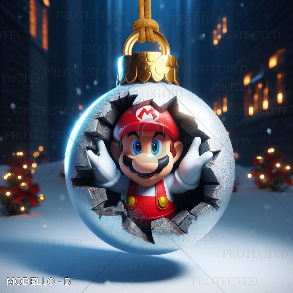 Palline di Natale Super Mario in legno BELLINVETRO VR-UV 942