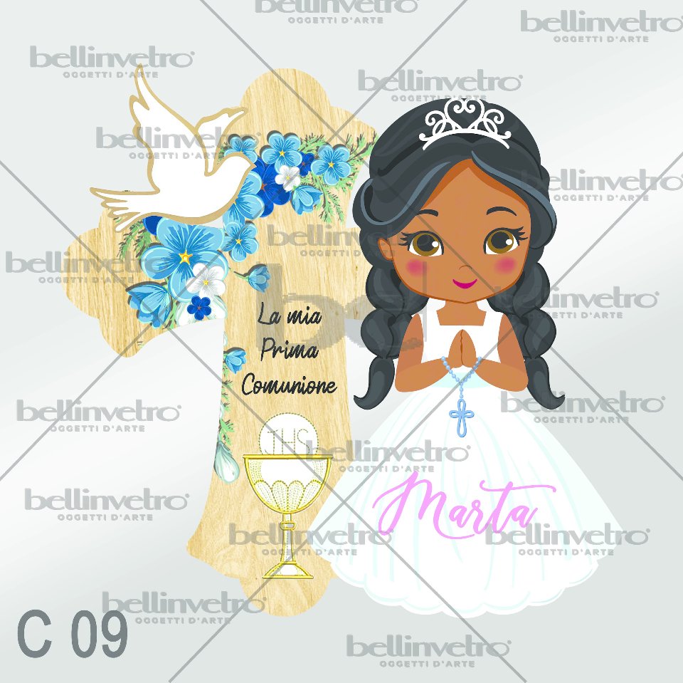 Bomboniera in legno comunione bimbo/bimba con croce BELLINVETRO VR-UV 440