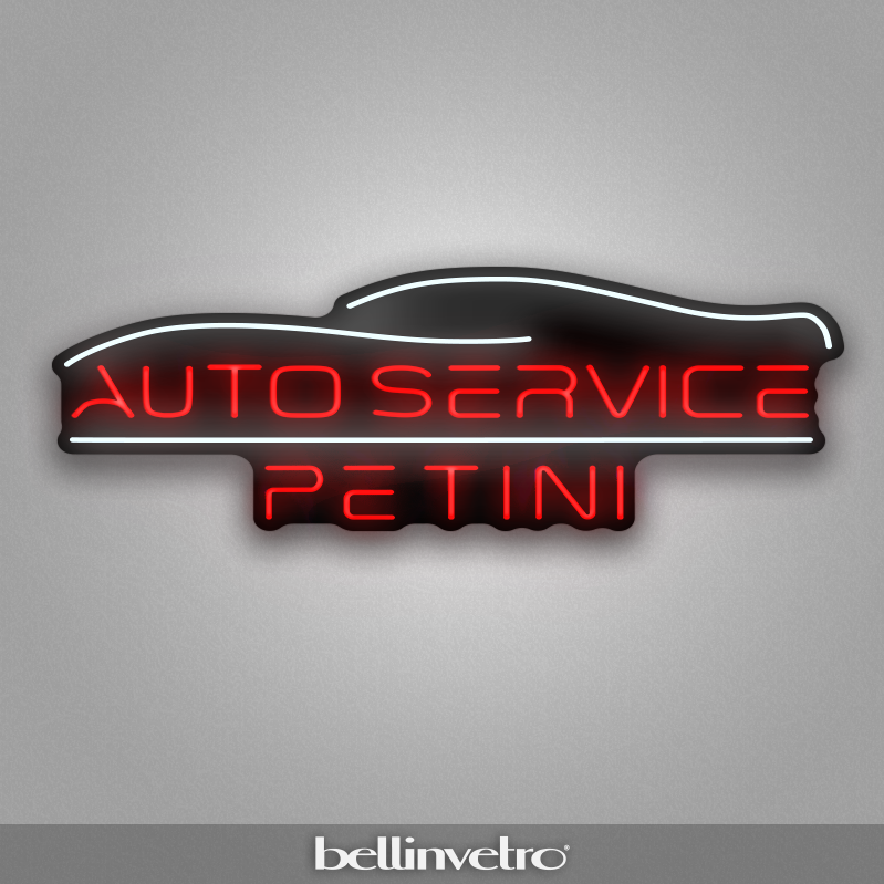 Insegna a neon led - loghi aziendali BELLINVETRO AUTO SERVICE