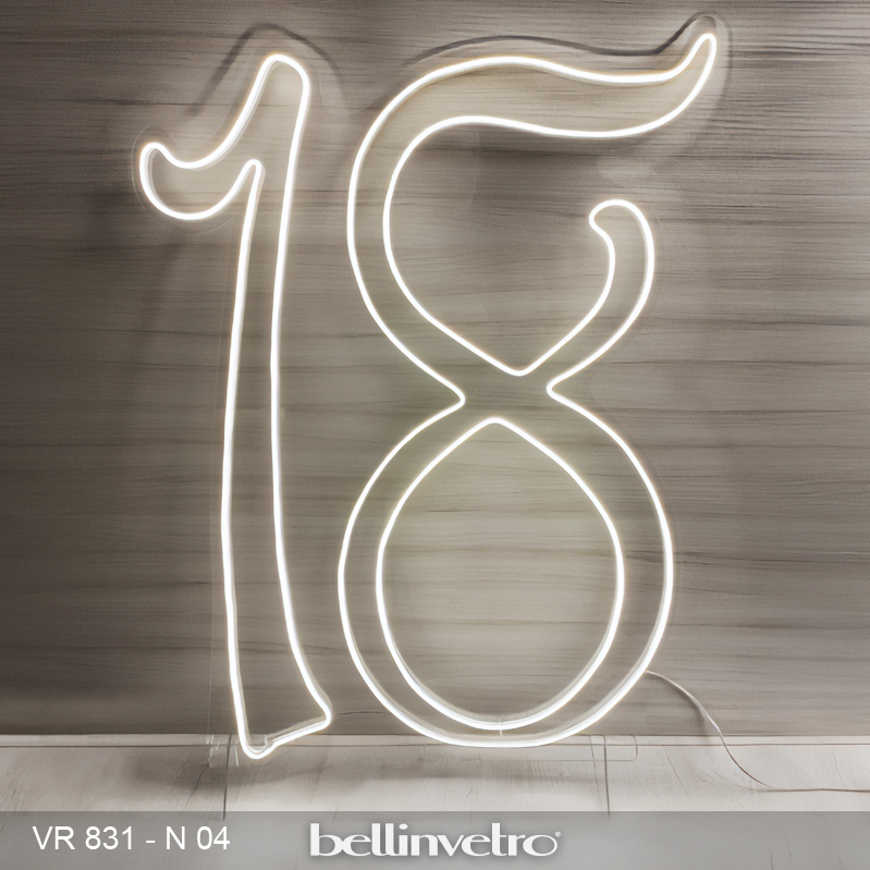Numeri neon led doppi uniti personalizzabili - monocolore o RGB da parete | d'appoggio BELLINVETRO VR 831
