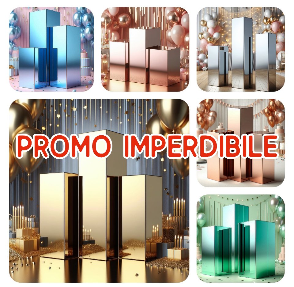 Cubi in plexiglass TERMOPIEGATI SPECCHIATI BELLINVETRO MISURE ASSORTITE