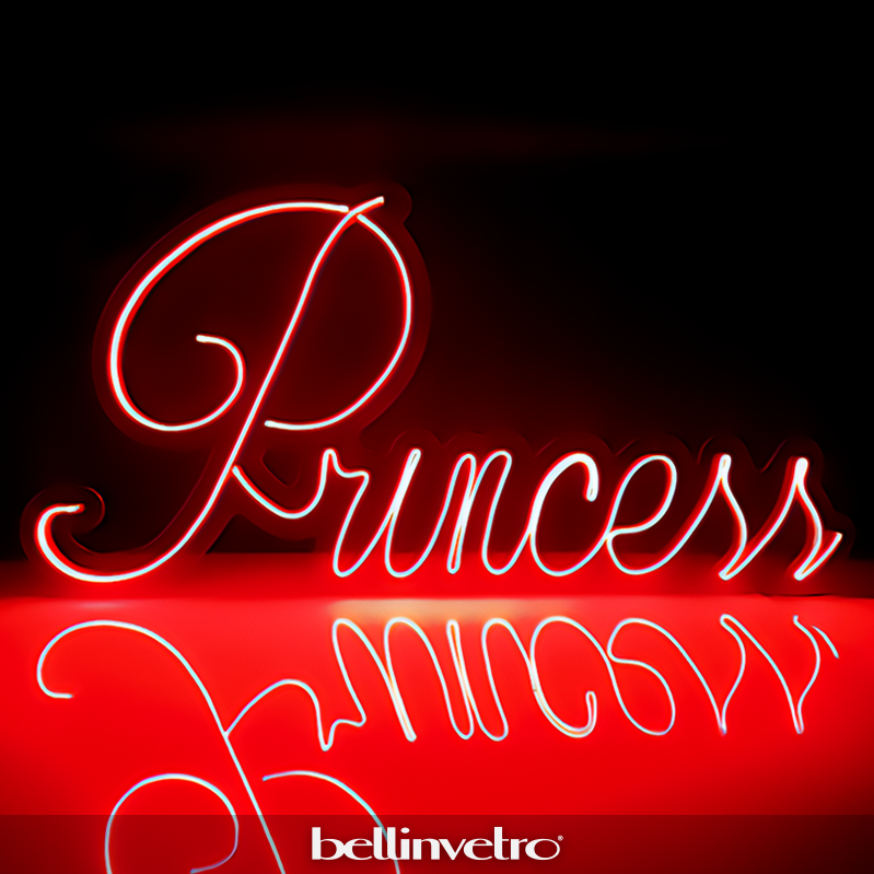 Scritta neon - Princess monocolore o RGB da parete BELLINVETRO VR 1363