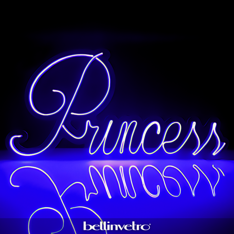 Scritta neon - Princess monocolore o RGB da parete BELLINVETRO VR 1363