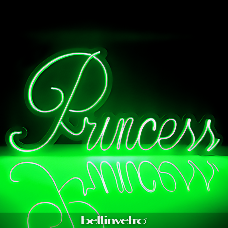 Scritta neon - Princess monocolore o RGB da parete BELLINVETRO VR 1363