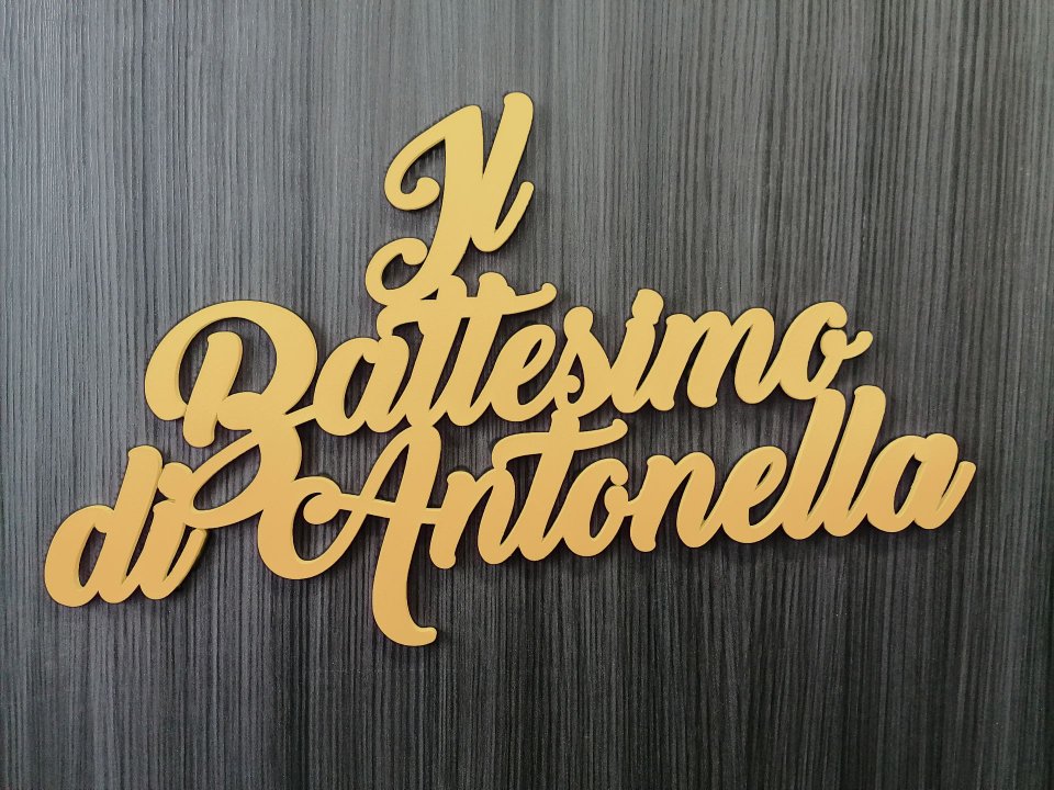 Scritte e nomi personalizzati in legno laccato o laminato su due/tre righe BELLINVETRO VR 158