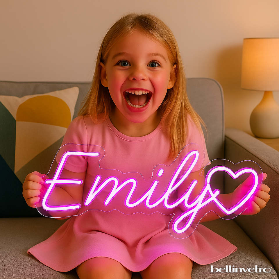 NOMI 🤩PROMO🤩 a neon led personalizzabili monocolore INCASSATI BELLINVETRO VR 318