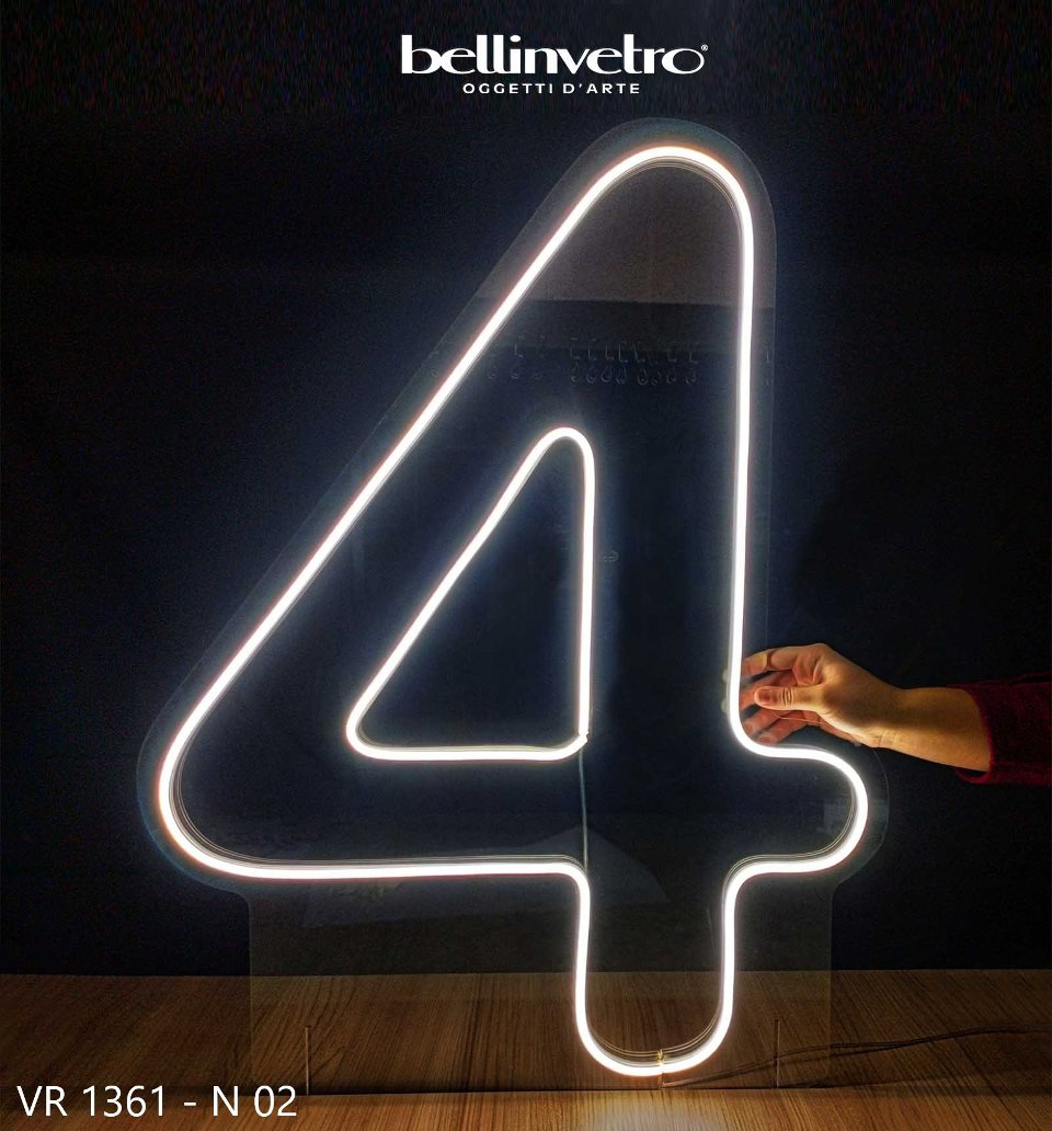 Numeri neon singoli doppia linea - monocolore o RGB da parete | d'appoggio BELLINVETRO VR 1361
