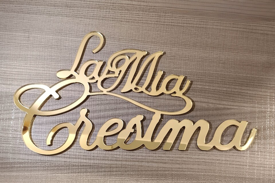 Scritta in plexiglass specchiato "La Mia Cresima" BELLINVETRO VR 1390