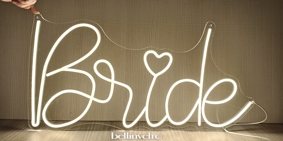 Scritta neon LED INCASSATO - Bride monocolore da parete BELLINVETRO VR 1078