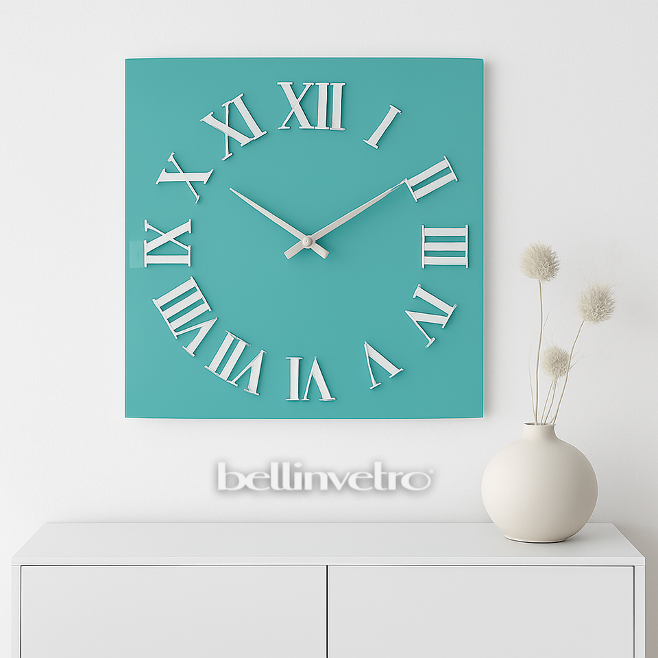 Orologio da parete in vetro laccato con numeri a rilievo BELLINVETRO VR 848