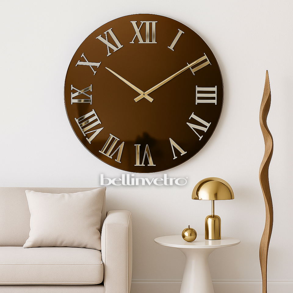 Orologio da parete in vetro laccato con numeri a rilievo BELLINVETRO VR 848