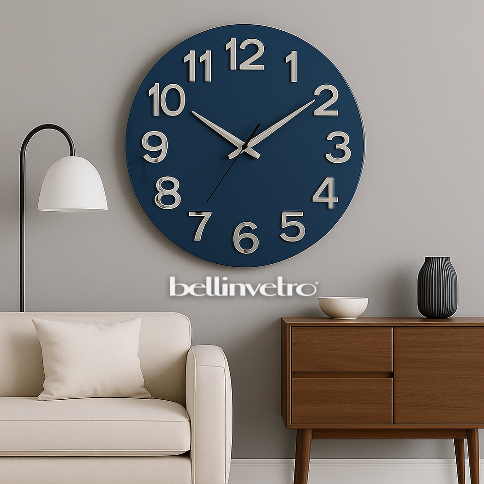 Orologio da parete in vetro laccato con numeri a rilievo BELLINVETRO VR 848