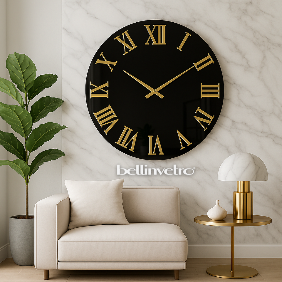 Orologio da parete in vetro laccato con numeri a rilievo BELLINVETRO VR 848