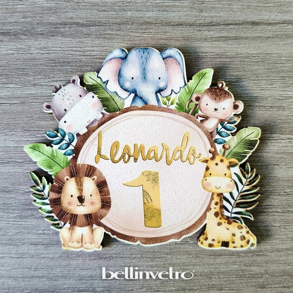 Calamita/portachiave/oggetto in legno per bomboniera con personaggi della savana BELLINVETRO VR-UV 1396