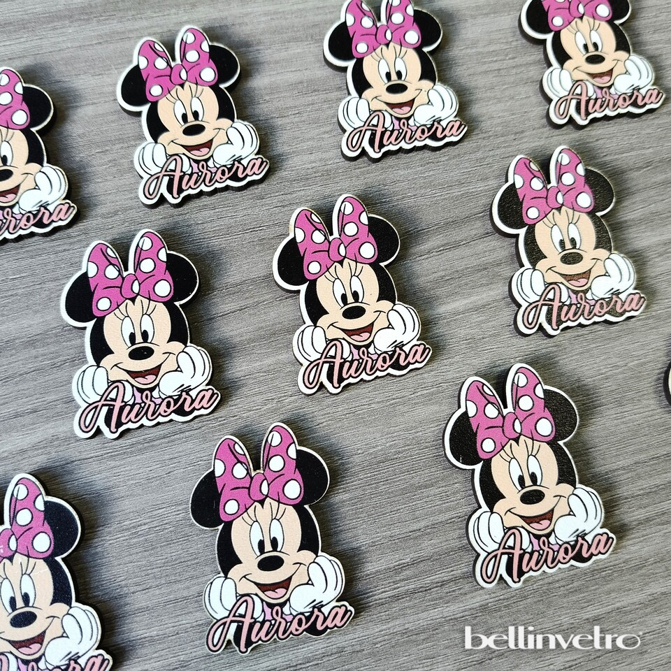 Calamita/portachiave/oggetto in legno per bomboniera con minnie BELLINVETRO VR-UV 1335