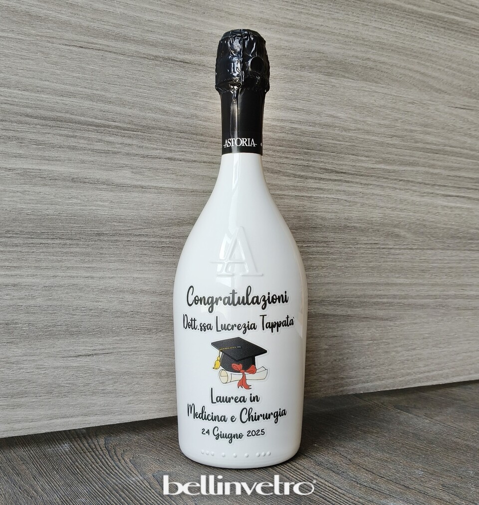 Bottiglia prosecco bianca laurea con stampa bot 146 ASTORIA COLD WINE 9.5