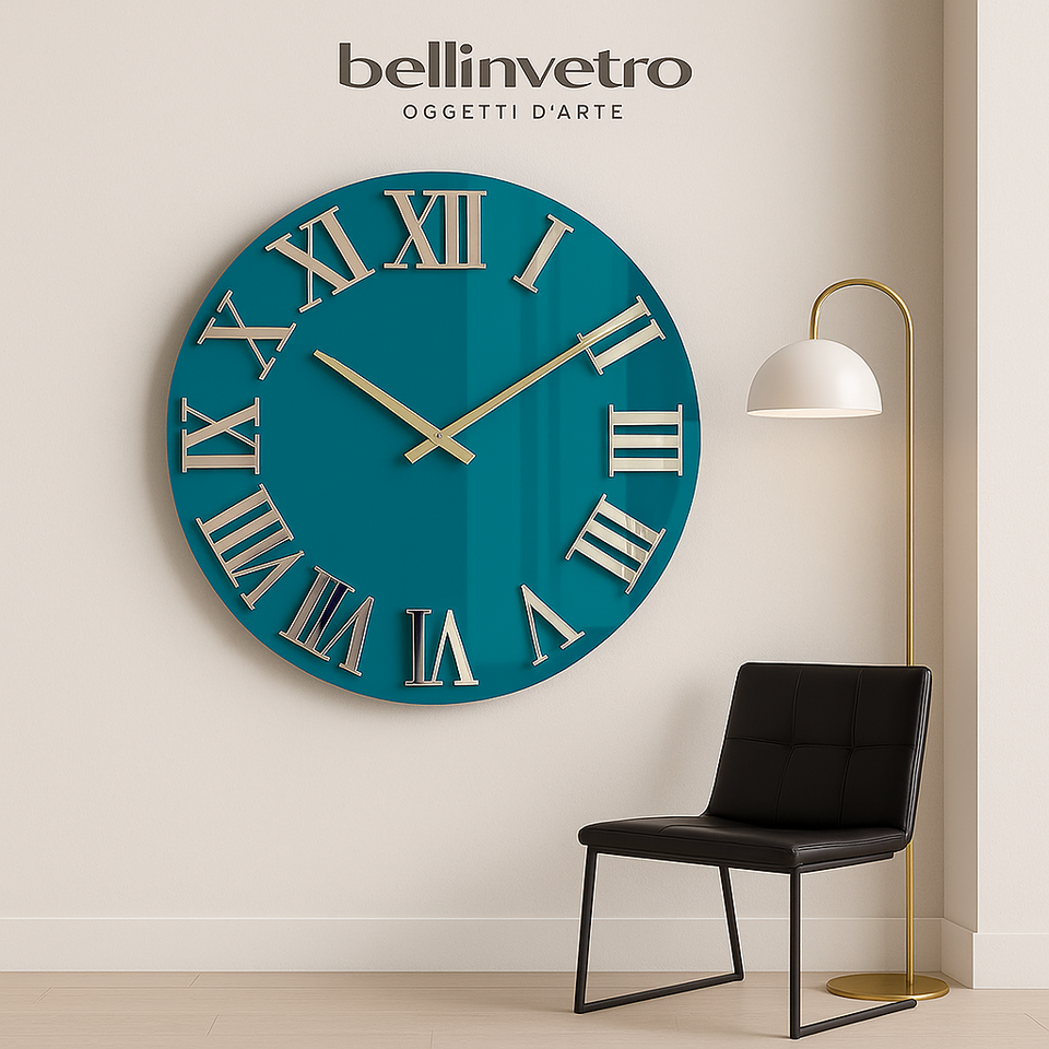 Orologio da parete in vetro laccato con numeri a rilievo BELLINVETRO VR 848
