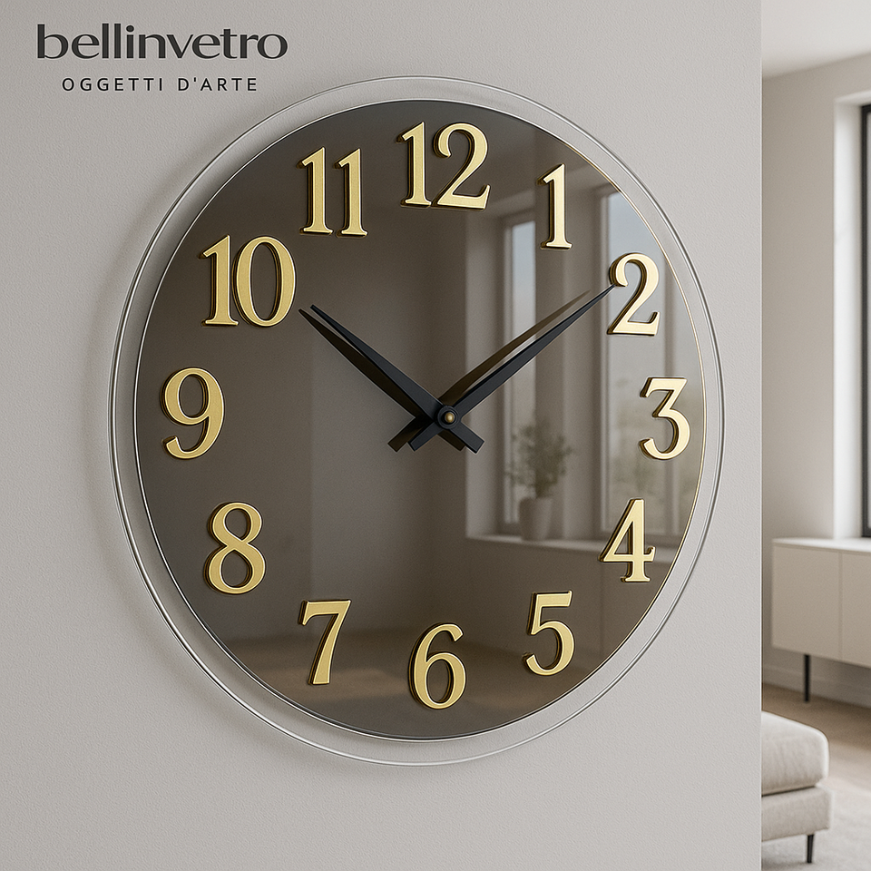 Orologio da parete in vetro laccato con numeri a rilievo BELLINVETRO VR 848