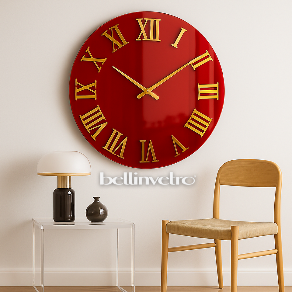 Orologio da parete in vetro laccato con numeri a rilievo BELLINVETRO VR 848