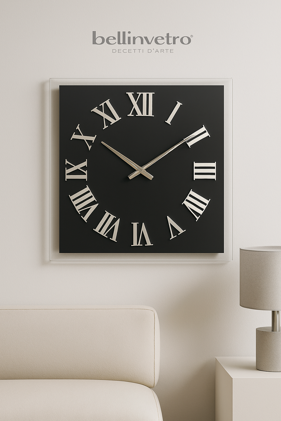 Orologio da parete in vetro laccato con numeri a rilievo BELLINVETRO VR 848