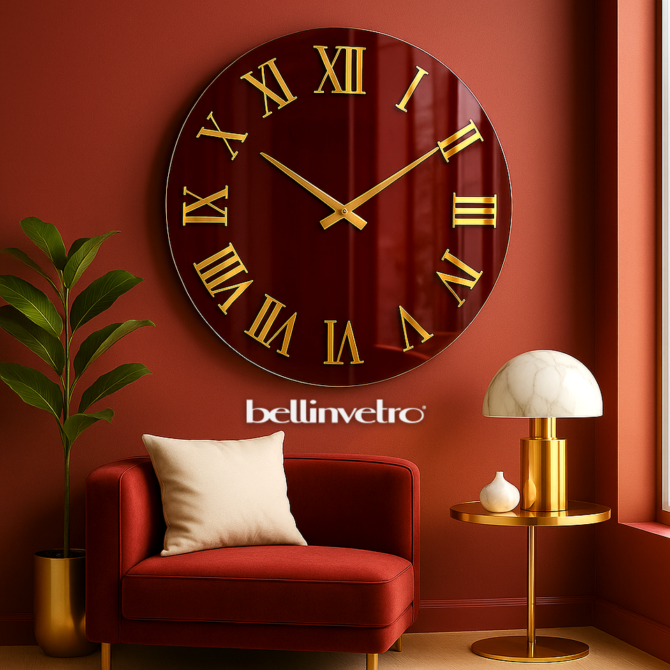 Orologio da parete in vetro laccato con numeri a rilievo BELLINVETRO VR 848