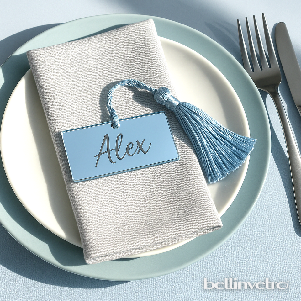 Tag e Segnaposto personalizzati in plex specchiato BELLINVETRO VR 1159