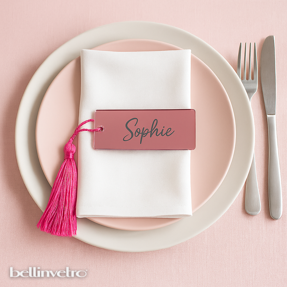 Tag e Segnaposto personalizzati in plex specchiato BELLINVETRO VR 1159